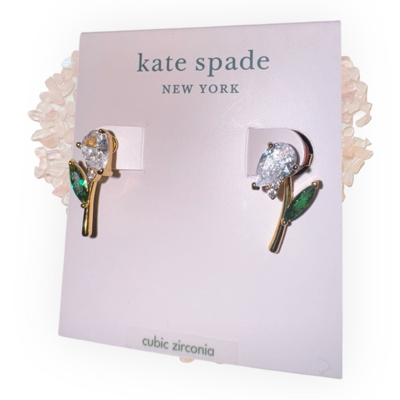 Kate Spade NWT Gold and Green Earrings - Picture 3 of 6